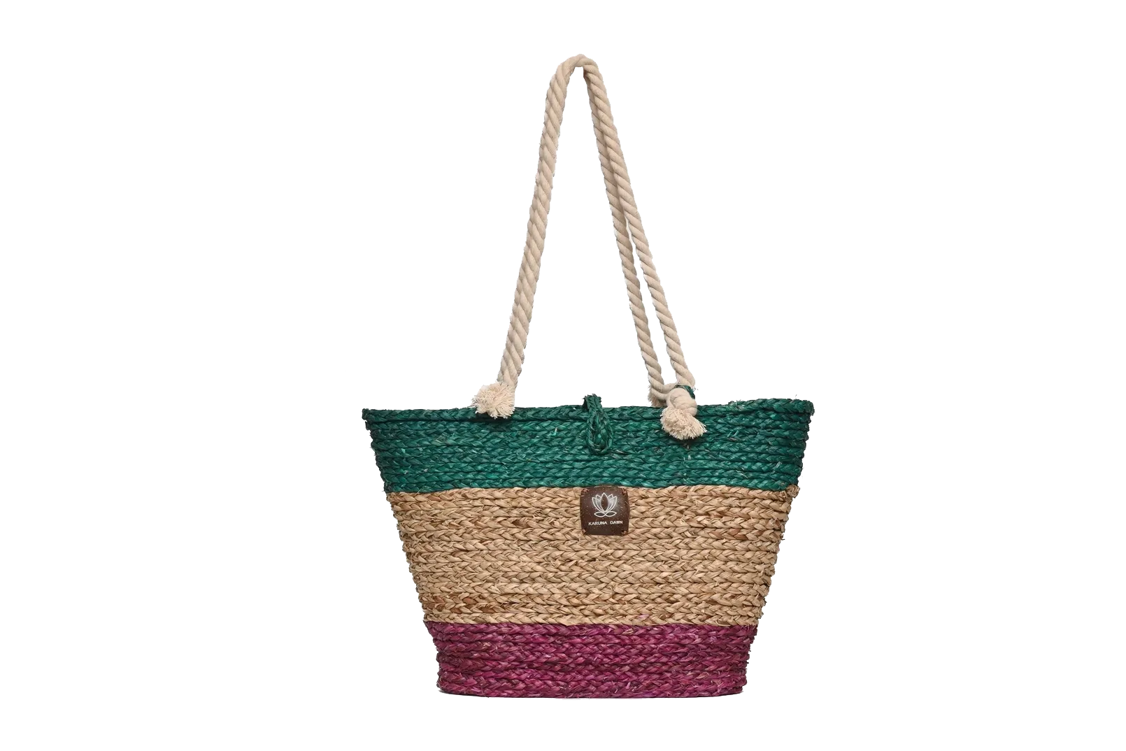 The Beach Bag - Sea Green Turquoise, Natural & Pink